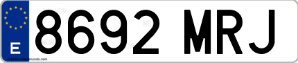Ejemplo de matrícula de coche ordinaria 8692 MRJ