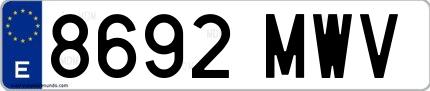 Ejemplo de matrícula española 8692 MWV