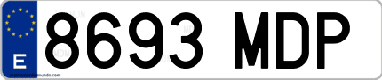Ejemplo de matrícula de coche ordinaria 8693 MDP