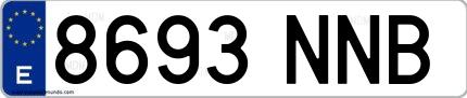 Ejemplo de matrícula española 8693 NNB