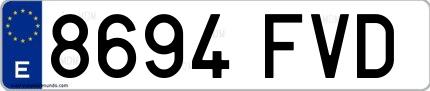 Ejemplo de matrícula española 8694 FVD