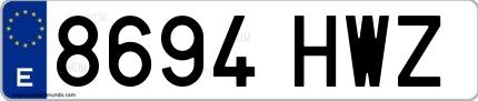 Ejemplo de matrícula española 8694 HWZ
