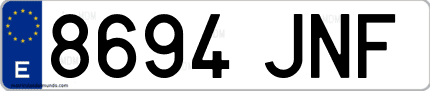 Ejemplo de matrícula de coche ordinaria 8694 JNF