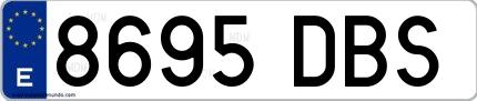 Ejemplo de matrícula española 8695 DBS