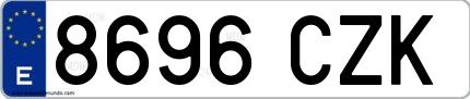 Ejemplo de matrícula española 8696 CZK