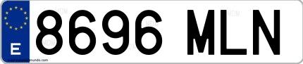 Ejemplo de matrícula española 8696 MLN