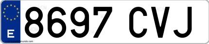 Ejemplo de matrícula española 8697 CVJ