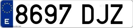 Ejemplo de matrícula española 8697 DJZ
