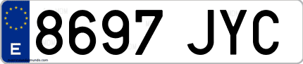 Ejemplo de matrícula de coche ordinaria 8697 JYC