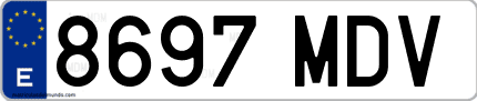 Ejemplo de matrícula de coche ordinaria 8697 MDV