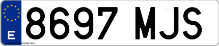 Ejemplo de matrícula de coche ordinaria 8697 MJS