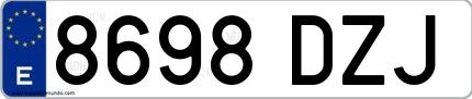 Ejemplo de matrícula española 8698 DZJ