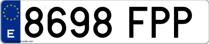 Ejemplo de matrícula de coche ordinaria 8698 FPP