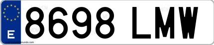 Ejemplo de matrícula española 8698 LMW