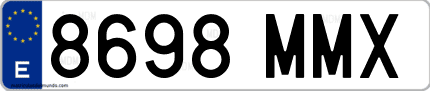 Ejemplo de matrícula de coche ordinaria 8698 MMX