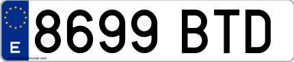 Ejemplo de matrícula española 8699 BTD