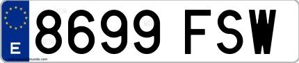 Ejemplo de matrícula española 8699 FSW