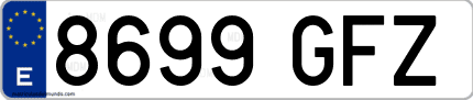 Ejemplo de matrícula de coche ordinaria 8699 GFZ