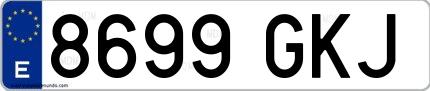 Ejemplo de matrícula española 8699 GKJ