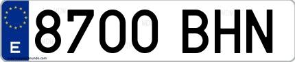 Ejemplo de matrícula española 8700 BHN
