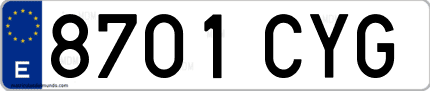 Ejemplo de matrícula de coche ordinaria 8701 CYG