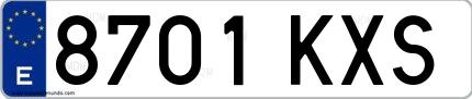 Ejemplo de matrícula española 8701 KXS