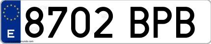 Ejemplo de matrícula española 8702 BPB