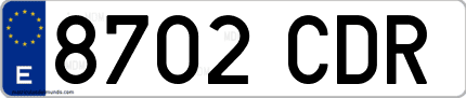 Ejemplo de matrícula de coche ordinaria 8702 CDR