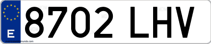 Ejemplo de matrícula de coche ordinaria 8702 LHV