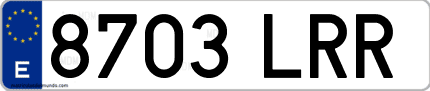 Ejemplo de matrícula de coche ordinaria 8703 LRR