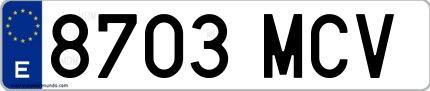 Ejemplo de matrícula española 8703 MCV
