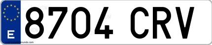 Ejemplo de matrícula española 8704 CRV