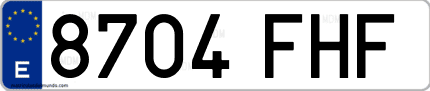 Ejemplo de matrícula de coche ordinaria 8704 FHF