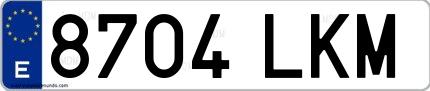 Ejemplo de matrícula española 8704 LKM