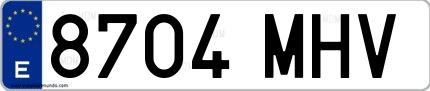 Ejemplo de matrícula española 8704 MHV