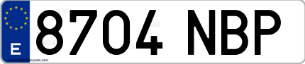 Ejemplo de matrícula de coche ordinaria 8704 NBP