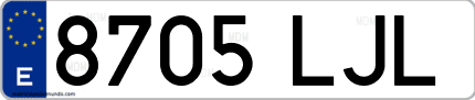 Ejemplo de matrícula de coche ordinaria 8705 LJL