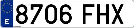 Ejemplo de matrícula española 8706 FHX