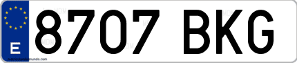 Ejemplo de matrícula de coche ordinaria 8707 BKG
