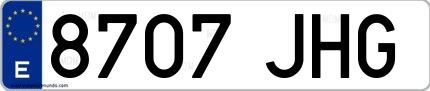 Ejemplo de matrícula española 8707 JHG