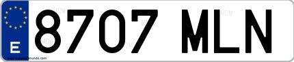 Ejemplo de matrícula española 8707 MLN