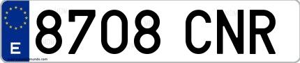 Ejemplo de matrícula española 8708 CNR