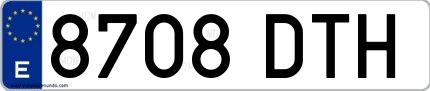 Ejemplo de matrícula española 8708 DTH