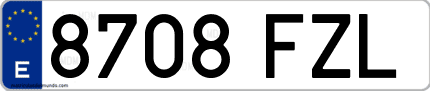 Ejemplo de matrícula de coche ordinaria 8708 FZL