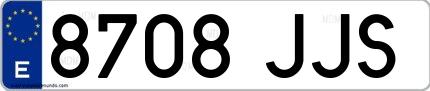 Ejemplo de matrícula española 8708 JJS