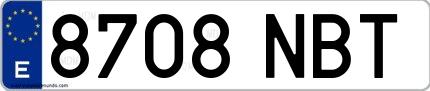 Ejemplo de matrícula española 8708 NBT