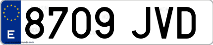 Ejemplo de matrícula de coche ordinaria 8709 JVD