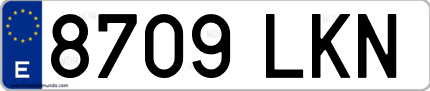Ejemplo de matrícula de coche ordinaria 8709 LKN