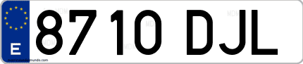 Ejemplo de matrícula de coche ordinaria 8710 DJL
