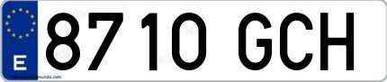 Ejemplo de matrícula española 8710 GCH